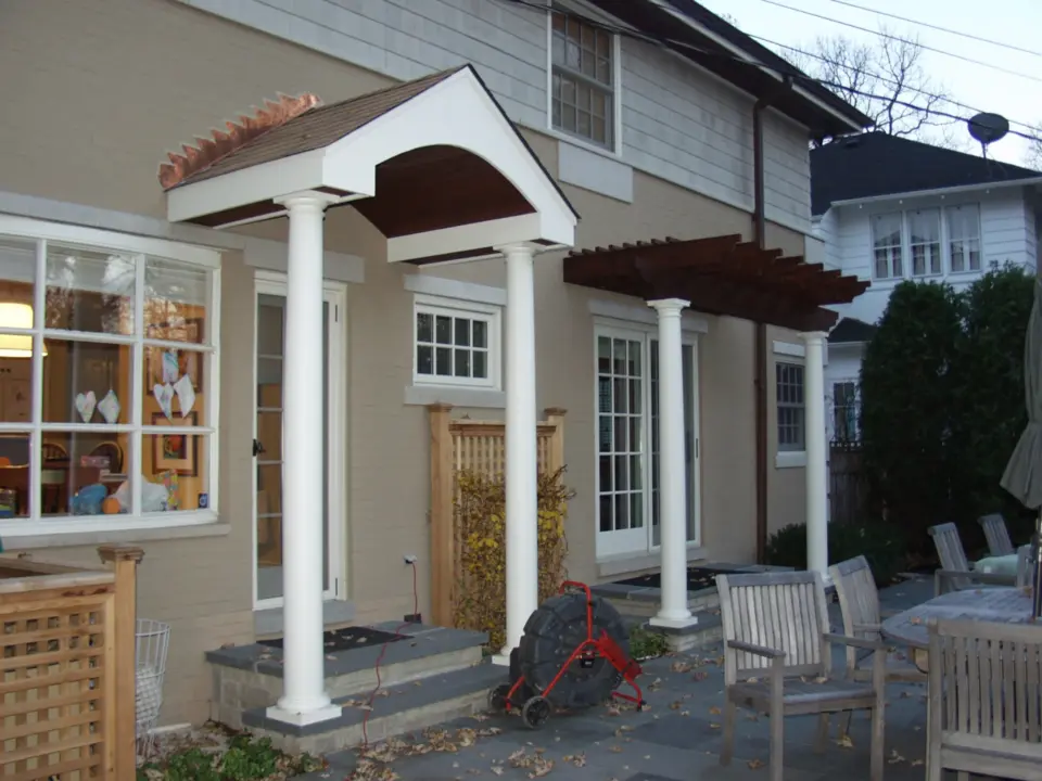 09 white portico accompanied by pergola